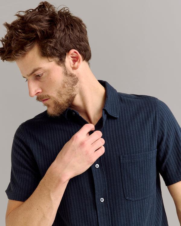 Billy Reid Carbon Blue Knit Treme Shirt