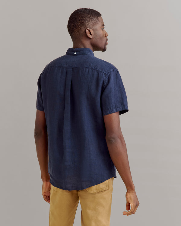 Billy Reid Carbon Blue Linen Button Down Shirt