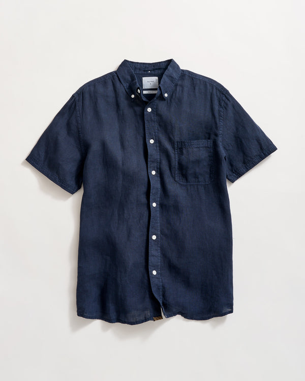 billy reid Carbon Blue Linen Button Down Shirt