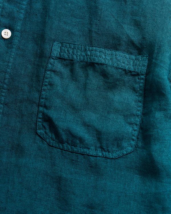 Billy Reid Deep Teal Linen Button Down Shirt
