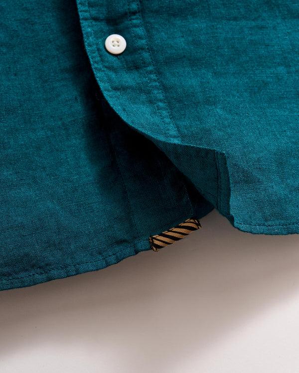 Billy Reid Deep Teal Linen Button Down Shirt
