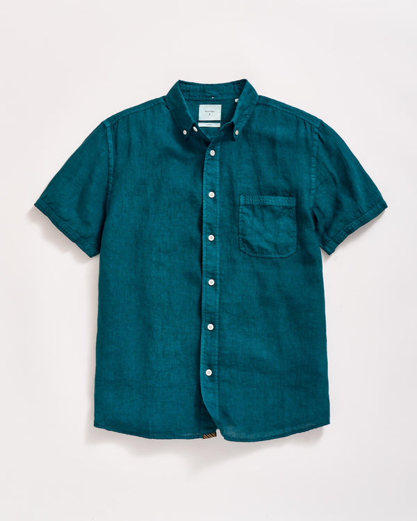 billy reid Deep Teal Linen Button Down Shirt