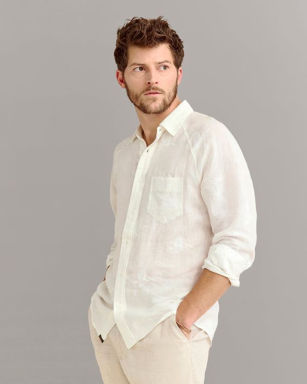 Billy Reid Embroidered Pelican Raglan Shirt - White