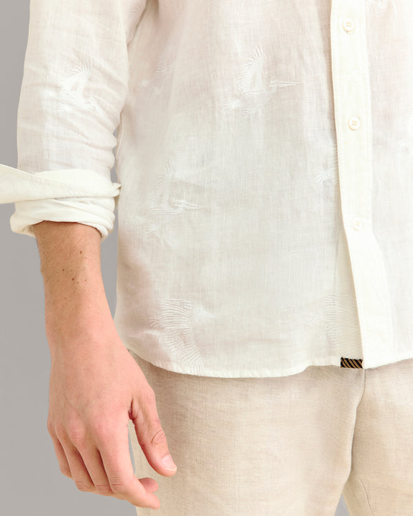 Billy Reid Embroidered Pelican Raglan Shirt - White