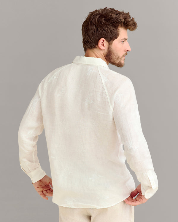 Billy Reid Embroidered Pelican Raglan Shirt - White