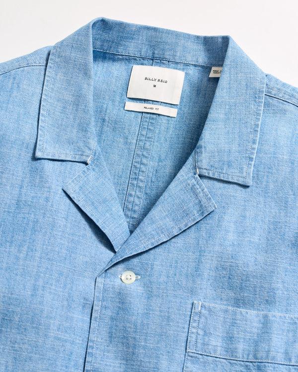 Billy Reid Light Chambray Short-Sleeve Camp Shirt