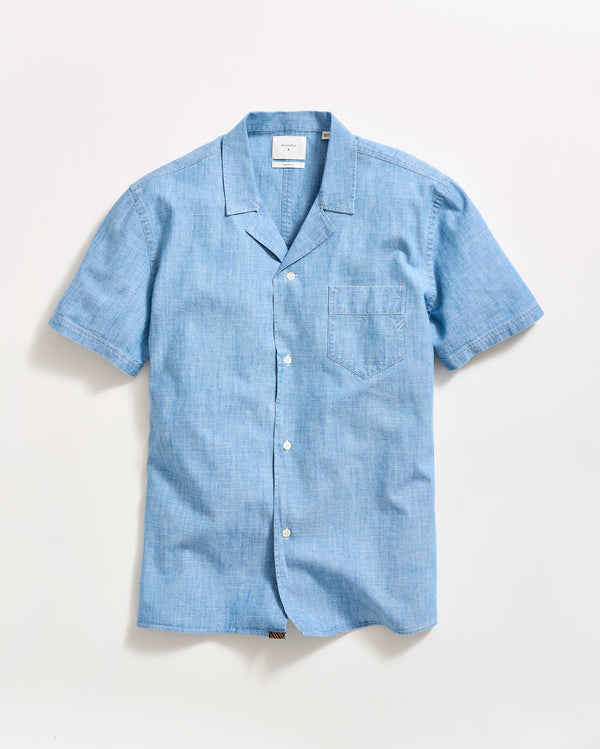 billy reid Light Chambray Short-Sleeve Camp Shirt