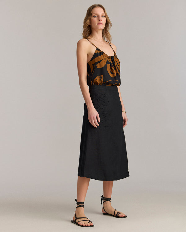 Billy Reid Linen Eyelet A-Line Skirt