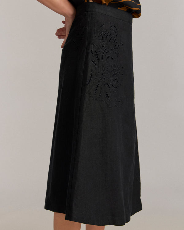 Billy Reid Linen Eyelet A-Line Skirt