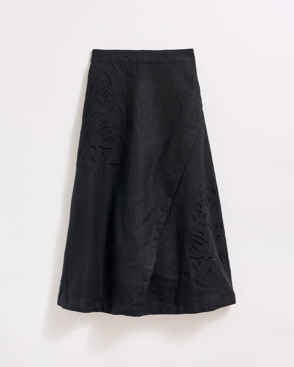 billy reid Linen Eyelet A-Line Skirt