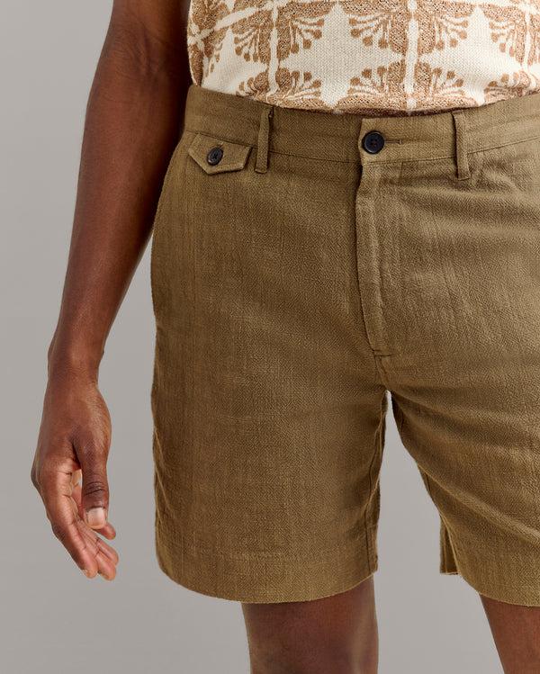 Billy Reid Moss Green Slub Cotton Shorts