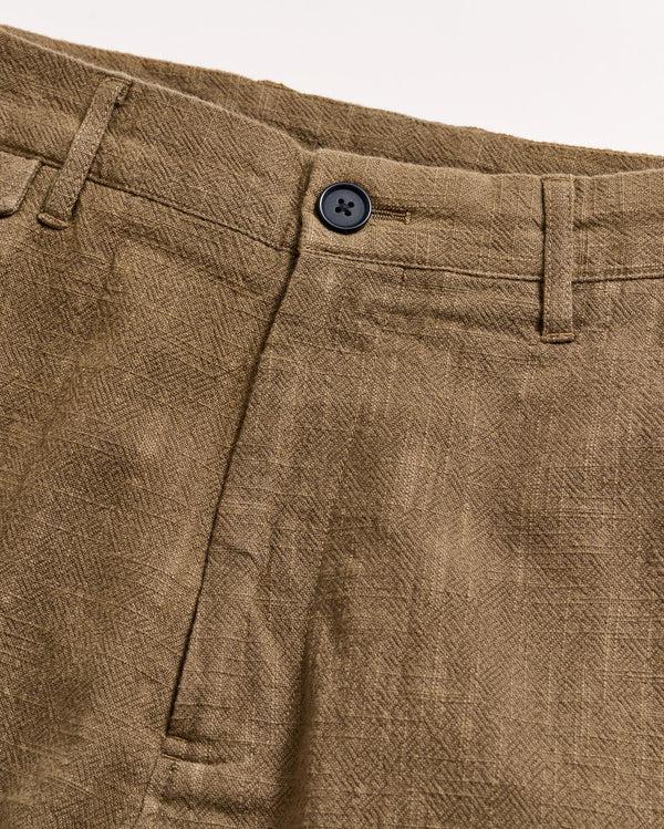 Billy Reid Moss Green Slub Cotton Shorts