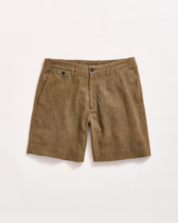 billy reid Moss Green Slub Cotton Shorts
