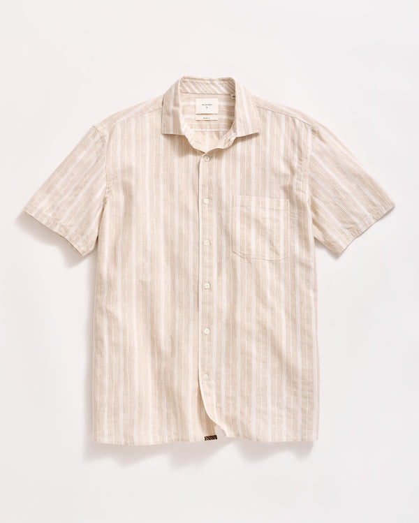 billy reid Natural Stripe Short-Sleeve Shirt