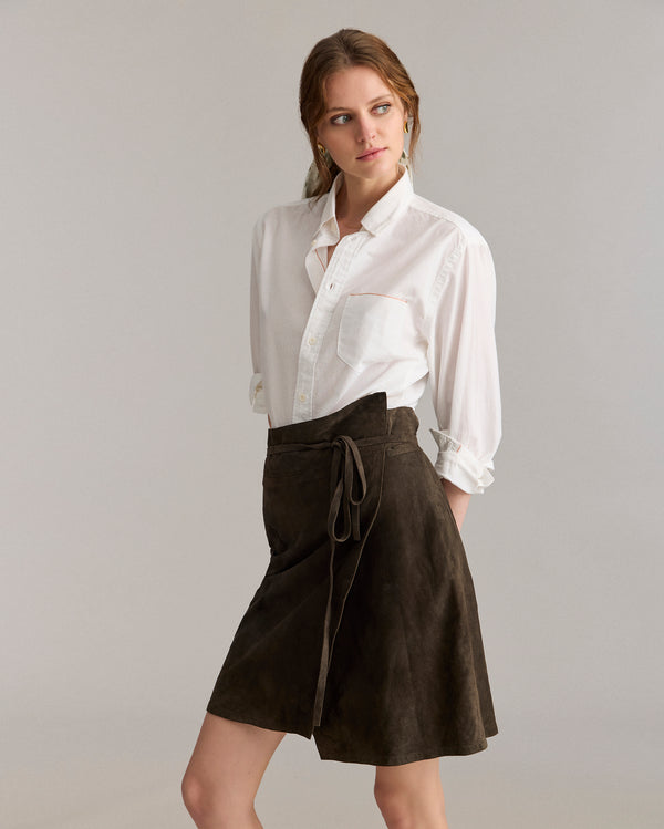 Billy Reid Perforated Suede Wrap Skirt – Billy Reid