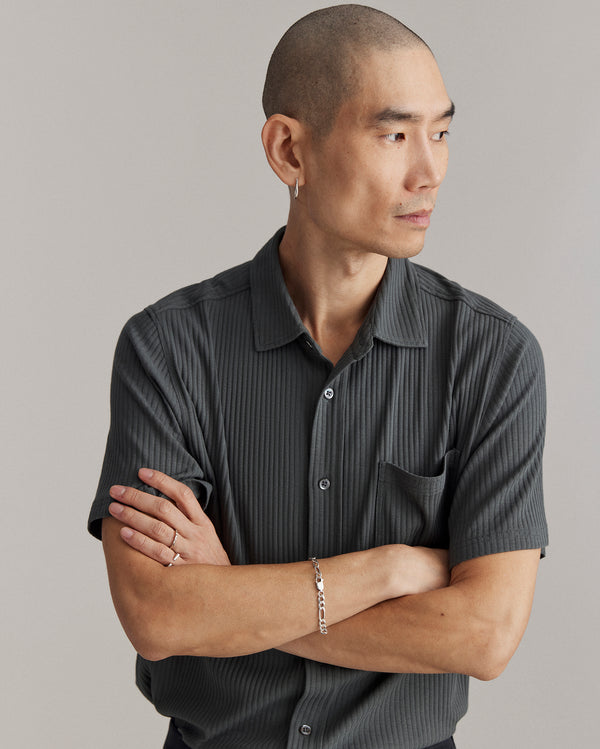 Billy Reid Petrol Short-Sleeve Knit Treme Shirt