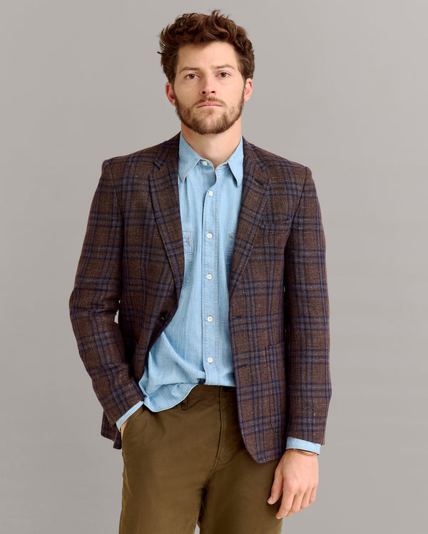 Billy Reid Plaid Wool Linen Jacket