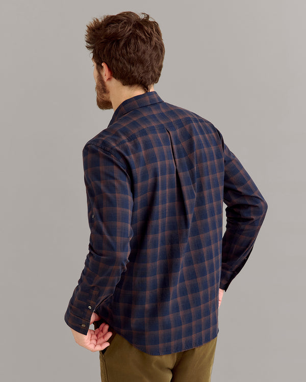 Billy Reid Shadow Plaid Scout Shirt - Carbon Blue