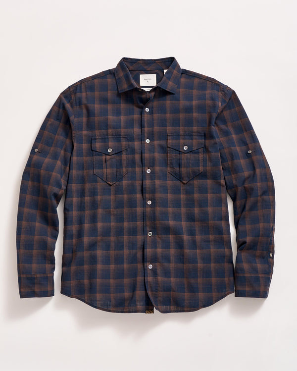 billy reid Shadow Plaid Scout Shirt - Carbon Blue