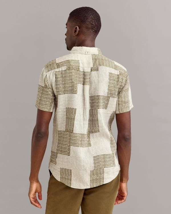 Billy Reid Short Sleeve Brick Patchwork Shirt