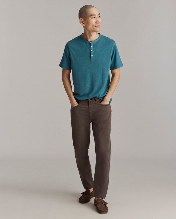 Billy Reid Short Sleeve Hemp Cotton Henley