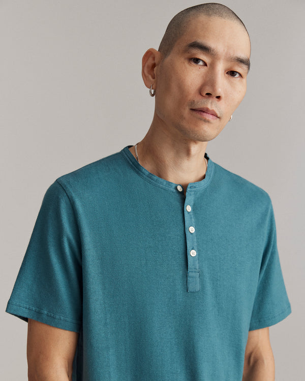 Billy Reid Short Sleeve Hemp Cotton Henley