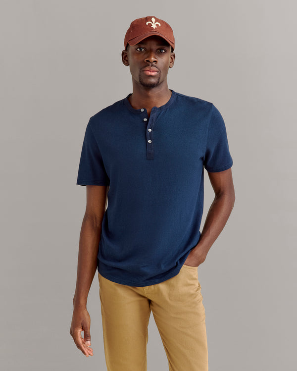 Billy Reid Short Sleeve Hemp Cotton Henley
