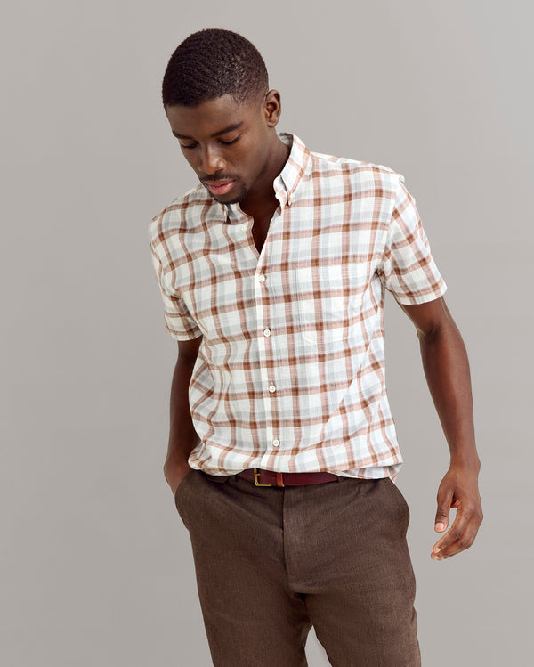 Billy Reid Short-Sleeve Tattersall Plaid Shirt