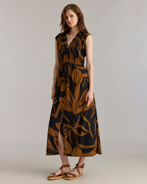 Billy Reid Silk Brush Stroke V-Neck Maxi Dress