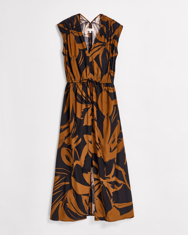 billy reid Silk Brush Stroke V-Neck Maxi Dress