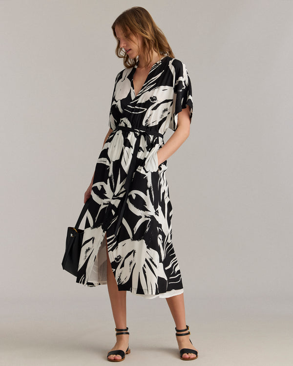 Billy Reid Silk Brush Stroke Wrap Dress