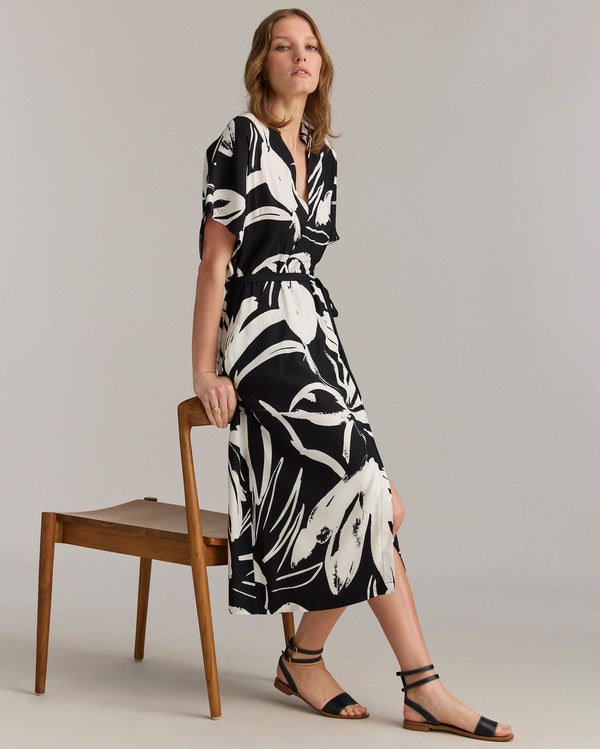 Billy Reid Silk Brush Stroke Wrap Dress