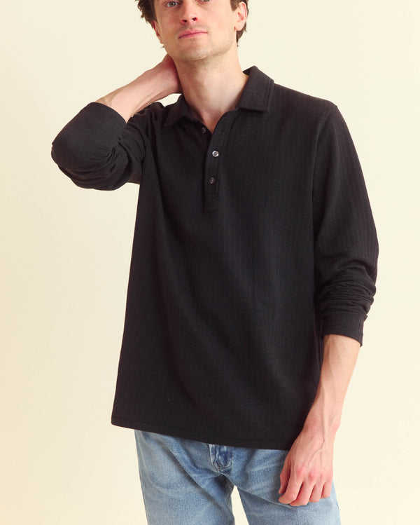 Billy Reid Soft Cotton Herringbone Polo
