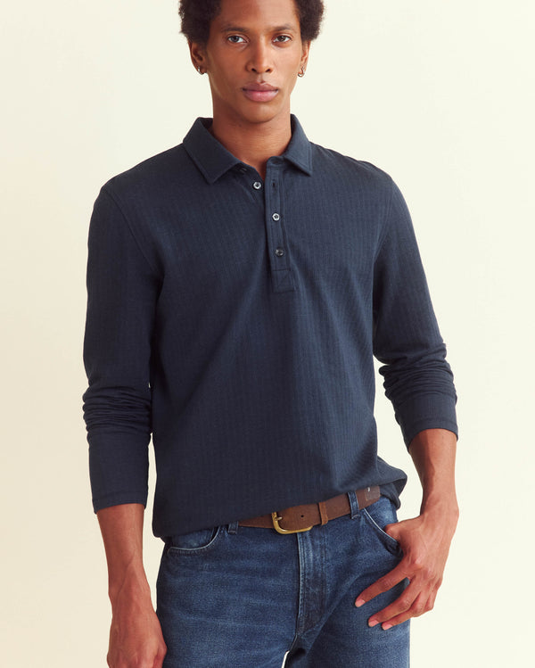 Billy Reid Soft Cotton Herringbone Polo