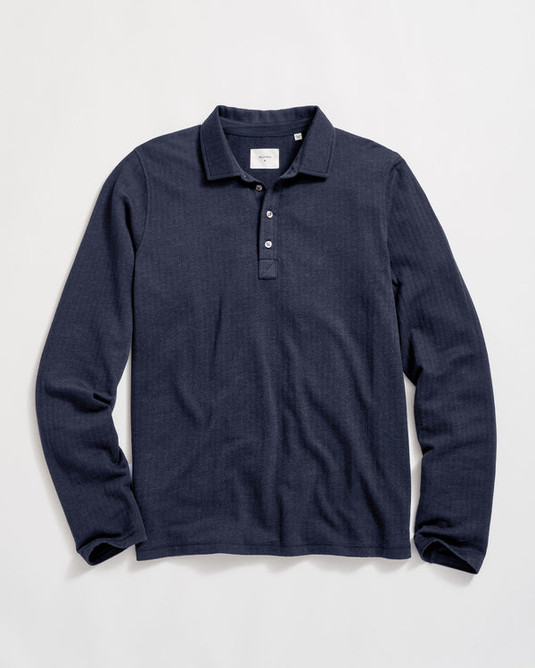 billy reid Soft Cotton Herringbone Polo