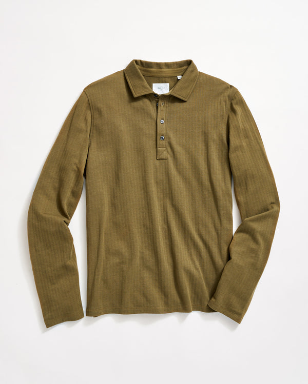 billy reid Soft Cotton Herringbone Polo