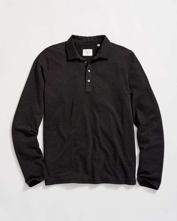 billy reid Soft Cotton Herringbone Polo