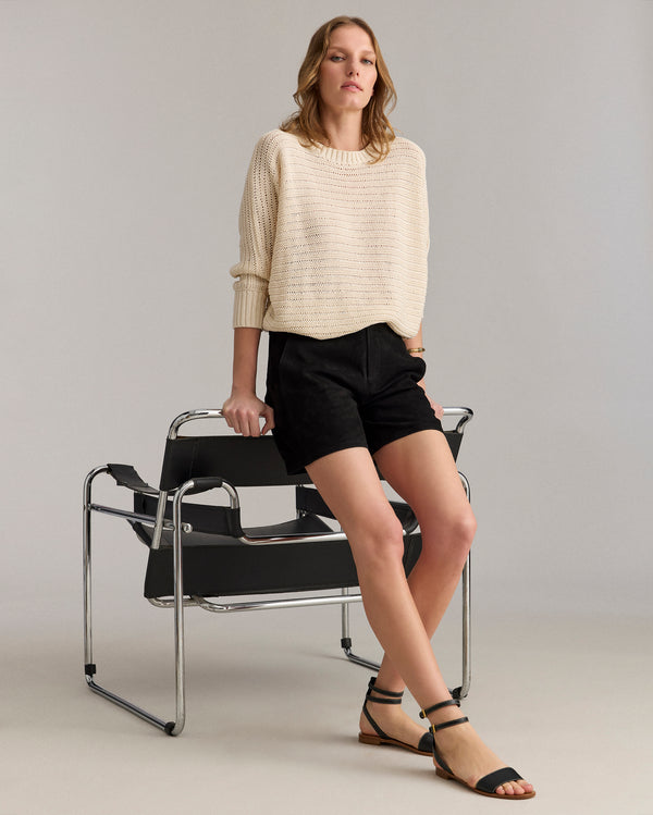 Billy Reid Supple Goat Suede Mid Rise Shorts