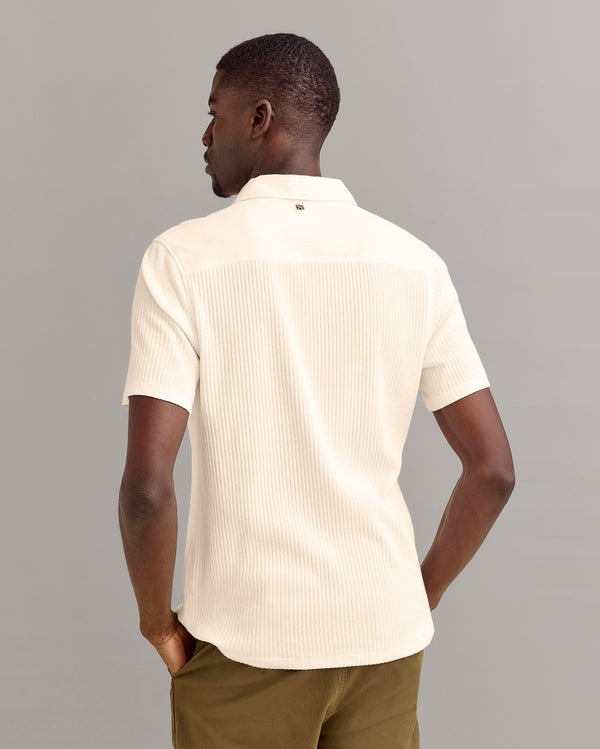 Billy Reid Tinted White Knit Short-Sleeve Shirt