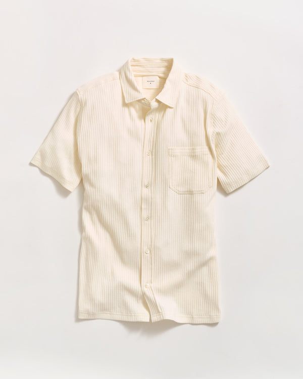 billy reid Tinted White Knit Short-Sleeve Shirt