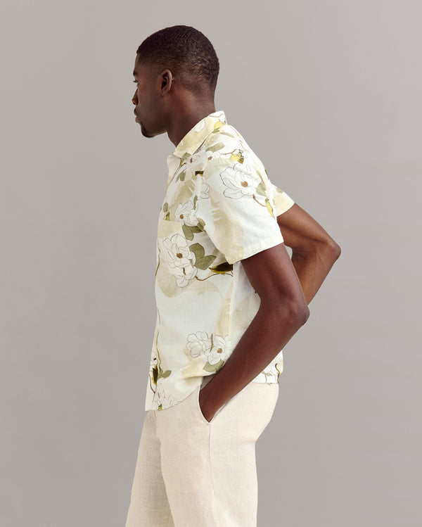 Billy Reid Tinted White Short Sleeve Grid Shirt