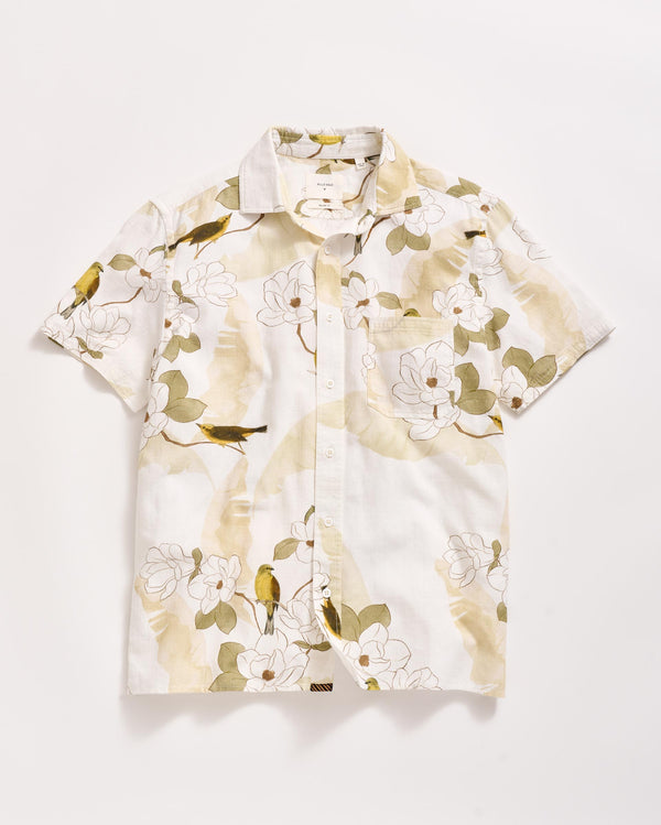 billy reid Tinted White Short Sleeve Grid Shirt