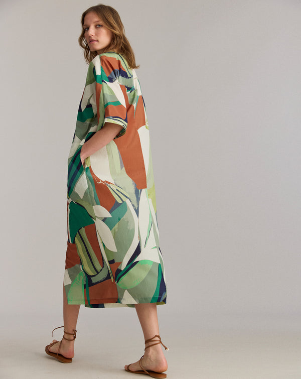 Billy Reid Collage Tropical Silk V-Pleat Maxi Dress – Billy Reid
