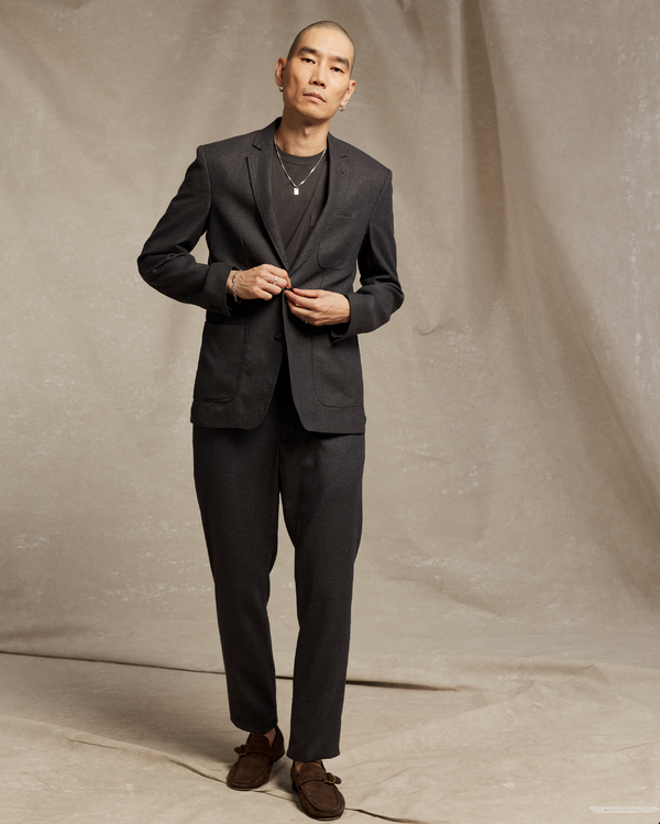 Billy Reid Flat Front Trouser - Slim Fit Charcoal Wool Blend – Billy Reid