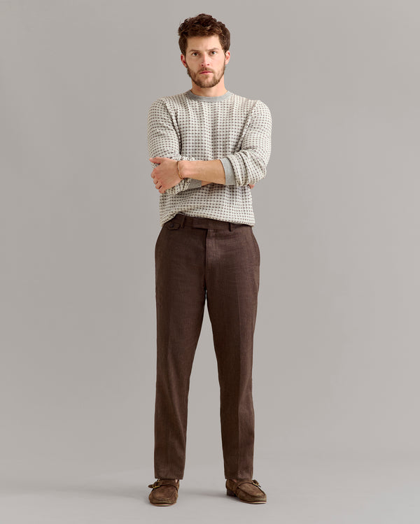 Billy Reid Herringbone Flat Front Trousers Chocolate