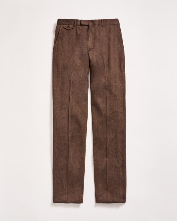 billy reid Herringbone Flat Front Trousers Chocolate