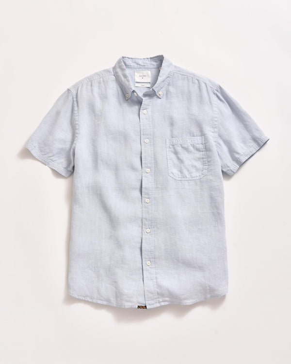 billy reid Linen Short-Sleeve Button Down Shirt - Grey Mist