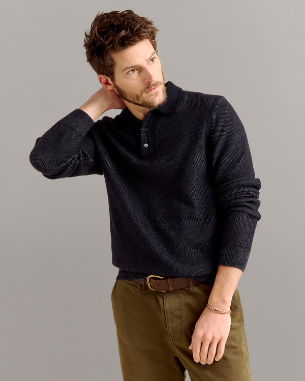 Billy Reid Long Sleeve Geo Float Jacquard Polo – Billy Reid