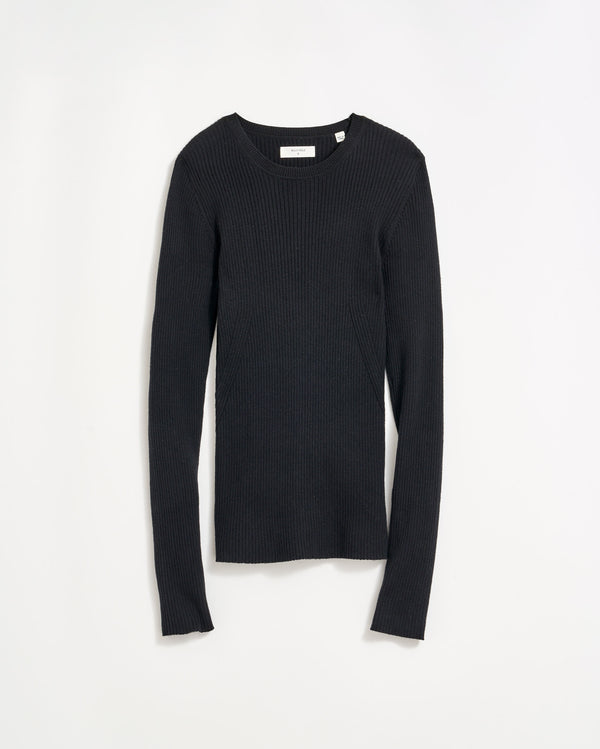 billy reid Long Sleeve Rib Crew with Contour Details