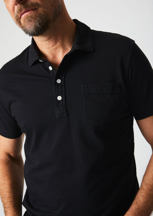 Billy Reid Men's Pensacola Short Sleeve Polo - Classic Fit Organic Cotton. Shown In Black Available In Other Colors. – Billy Reid